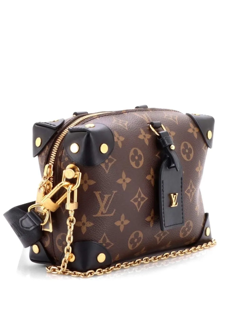 Petite Malle Souple Handbag Monogram Canvas with Leather shoulder bag