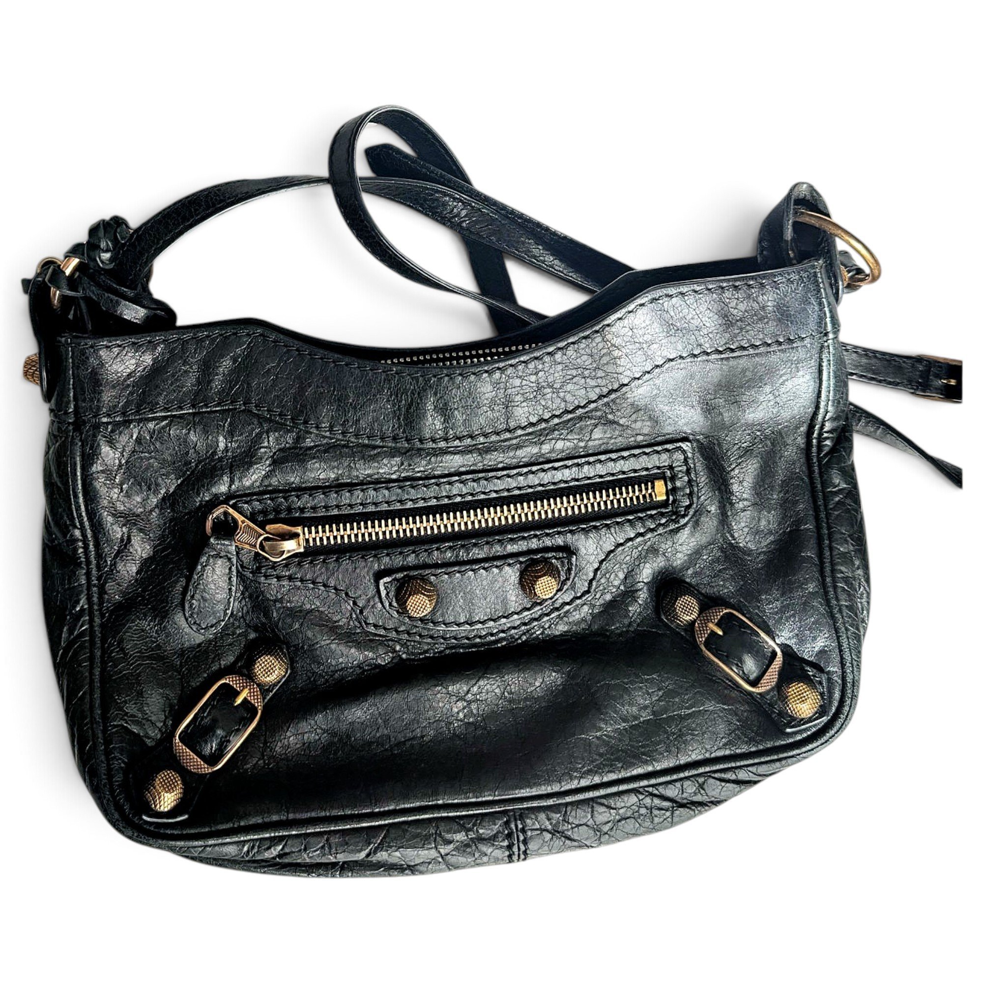 Hip leather handbag