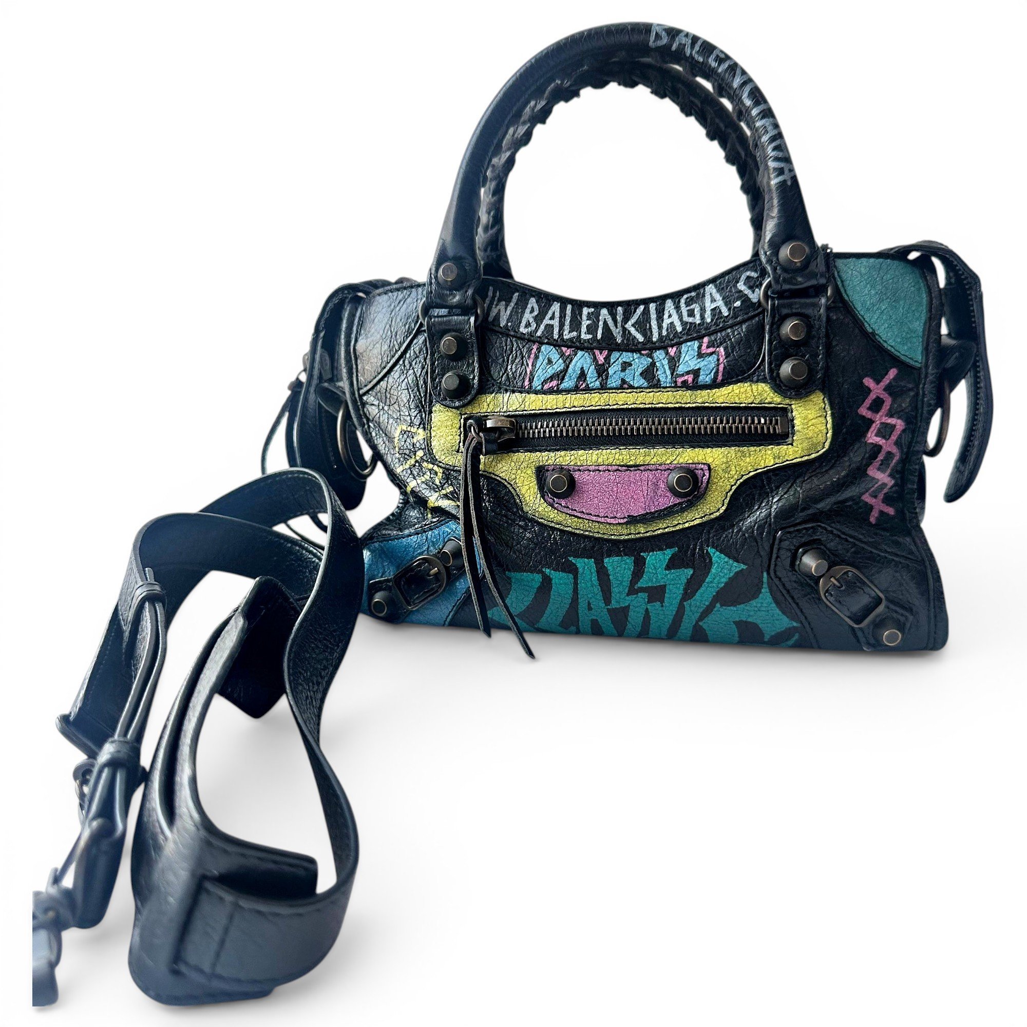 City leather handbag