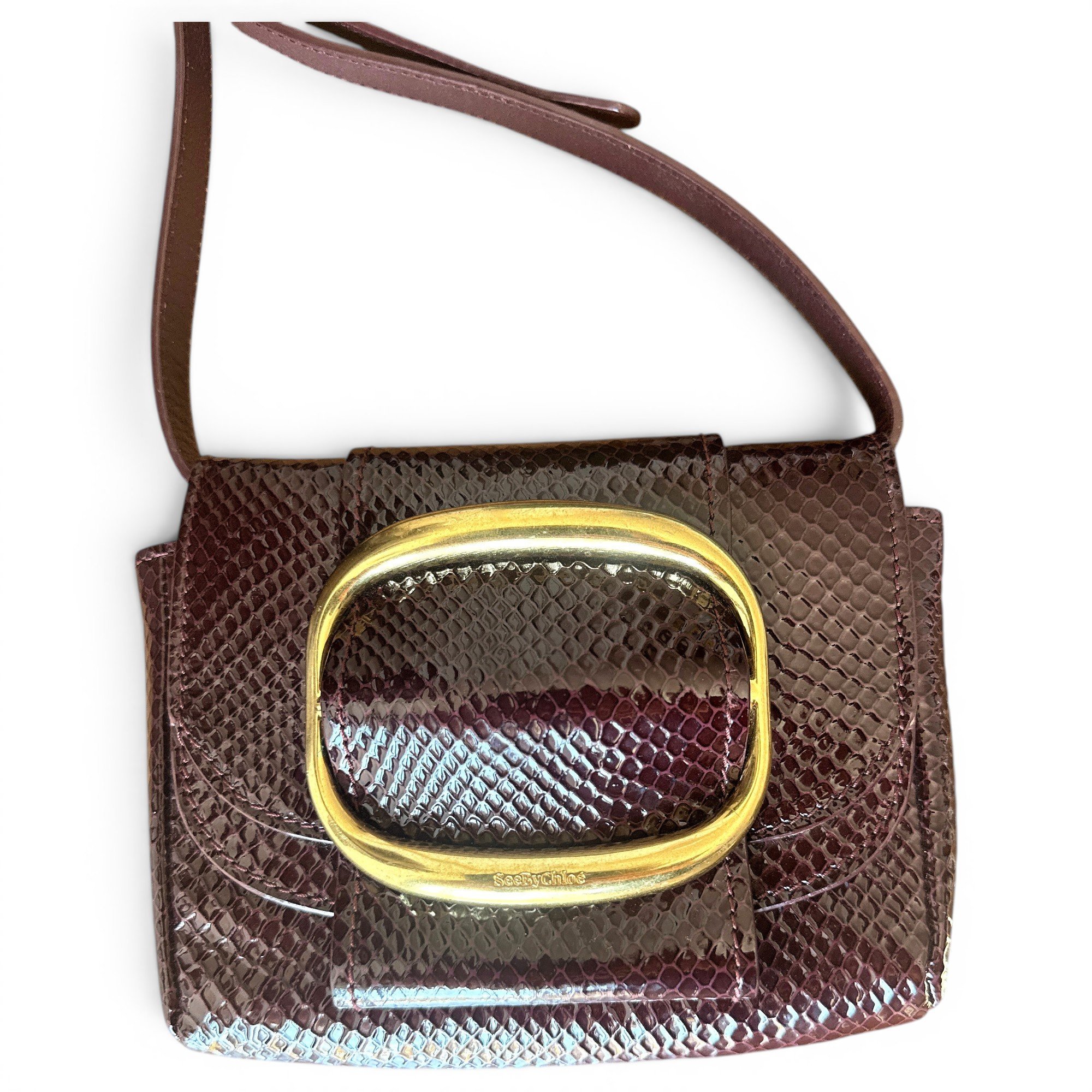 Patent leather clutch bag