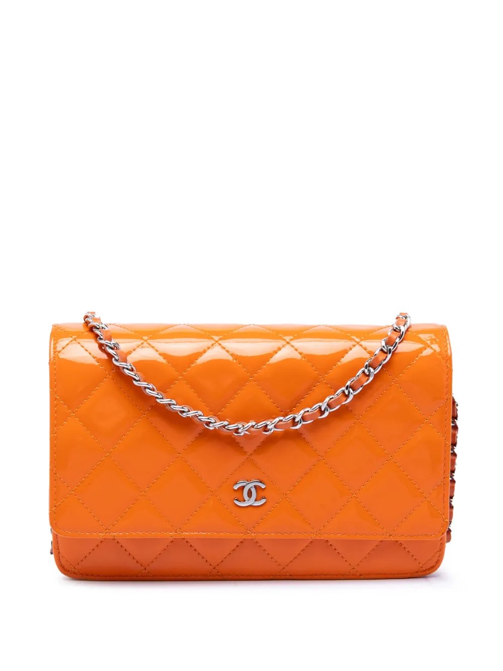 2014 CC Quilted Patent Wallet on Chain crossbody bag