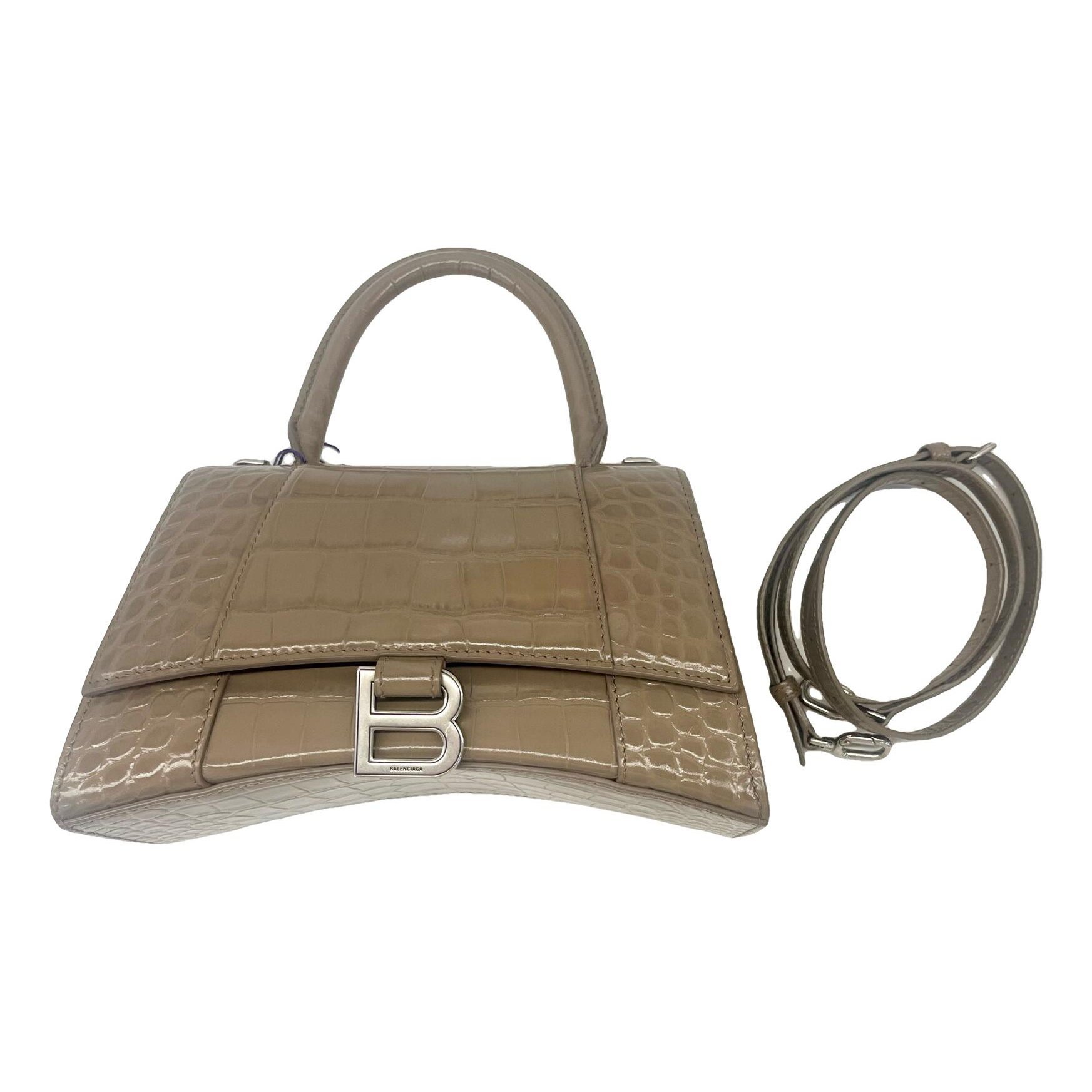 Hourglass leather handbag
