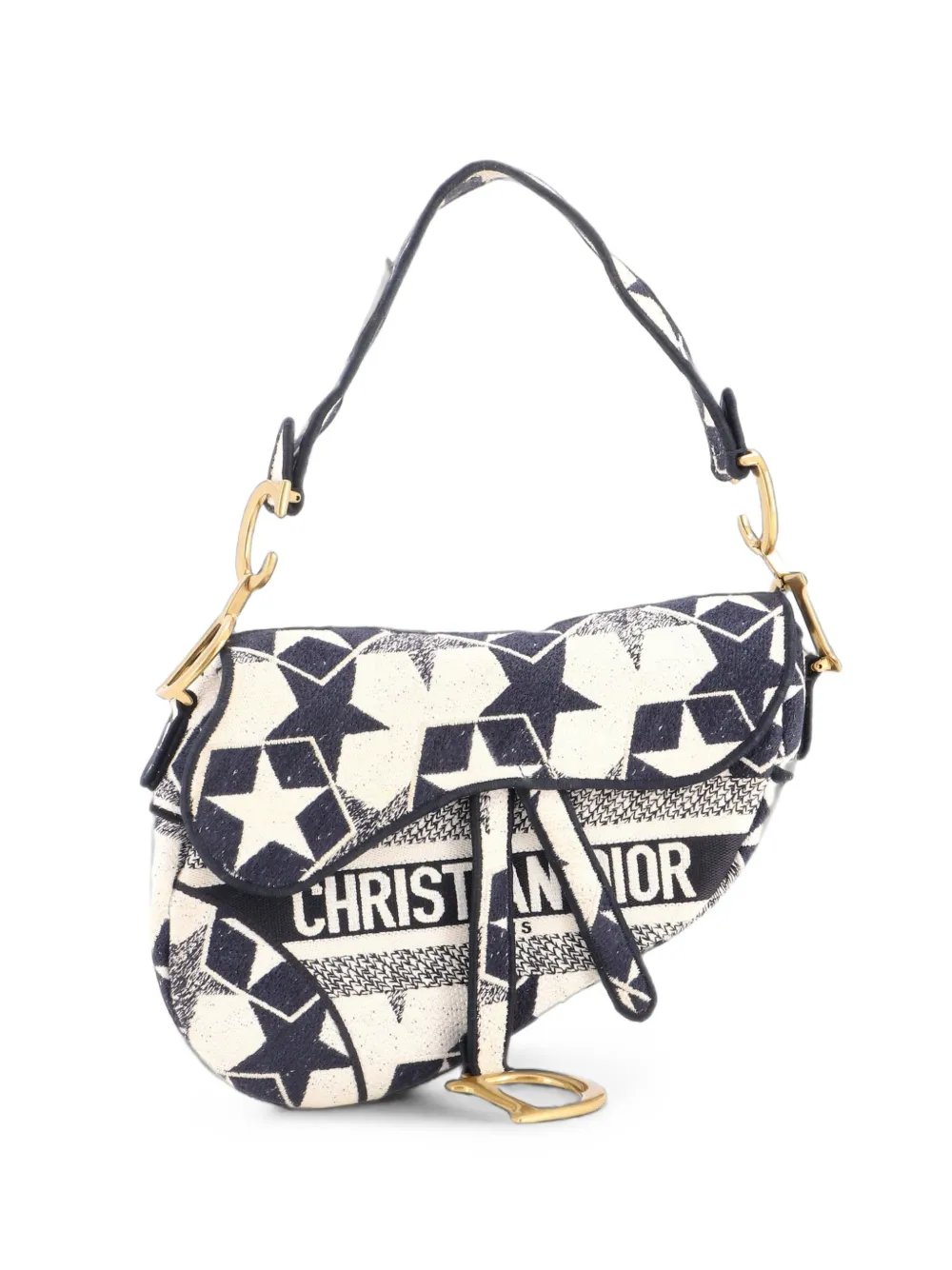 Dior Saddle Bag Logo Embroidered Canvas Medium shoulder bag
