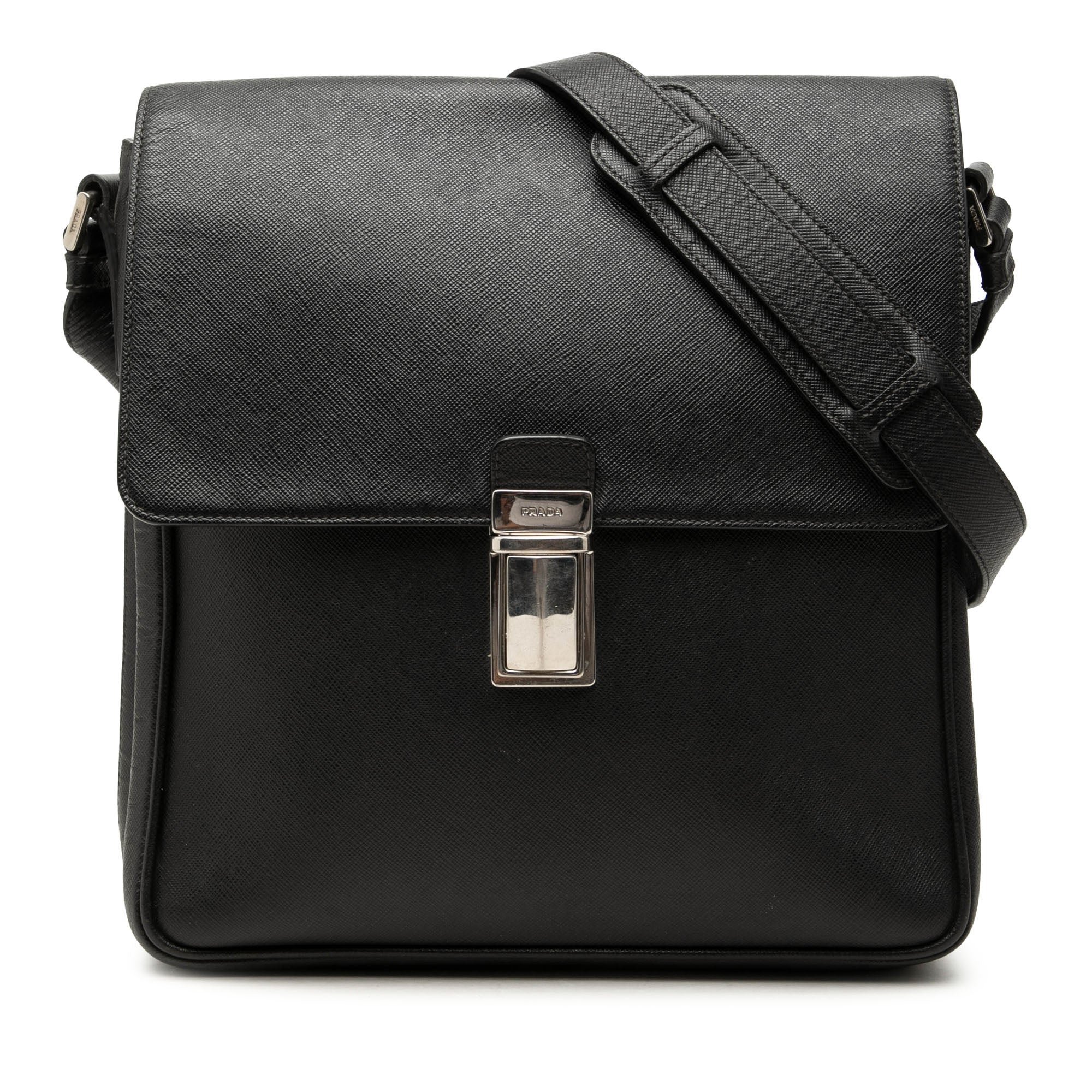 Buckle leather handbag