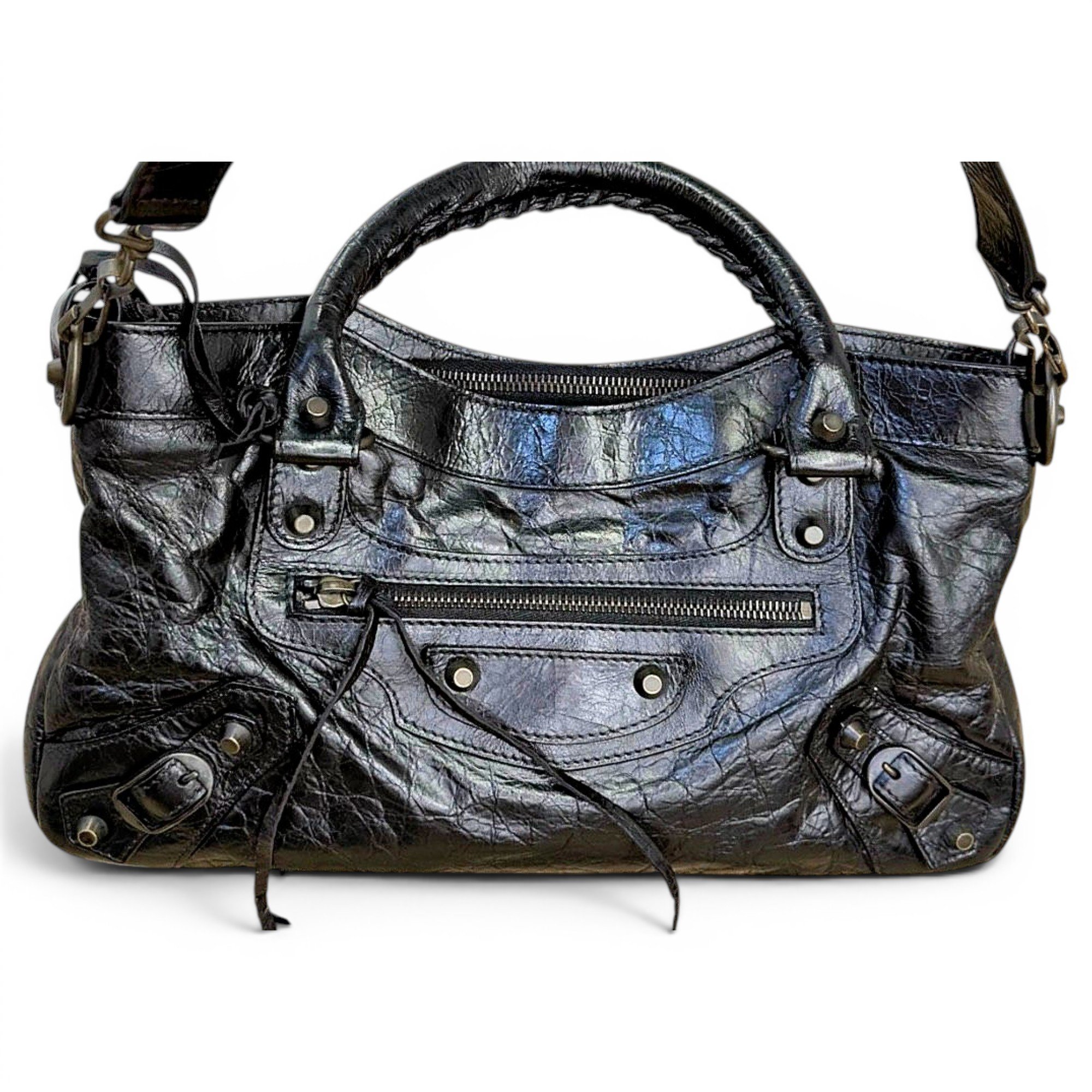 City leather handbag