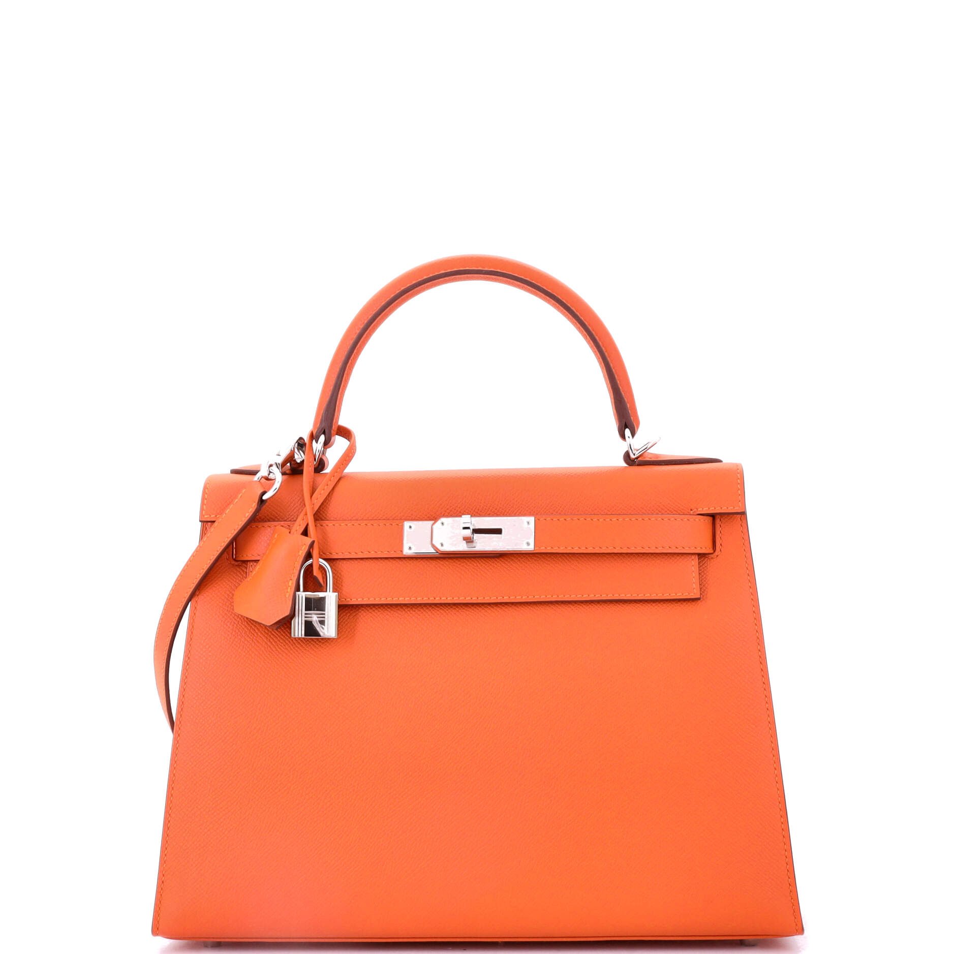 Hermes Kelly Handbag Feu Epsom with Palladium Hardware 28