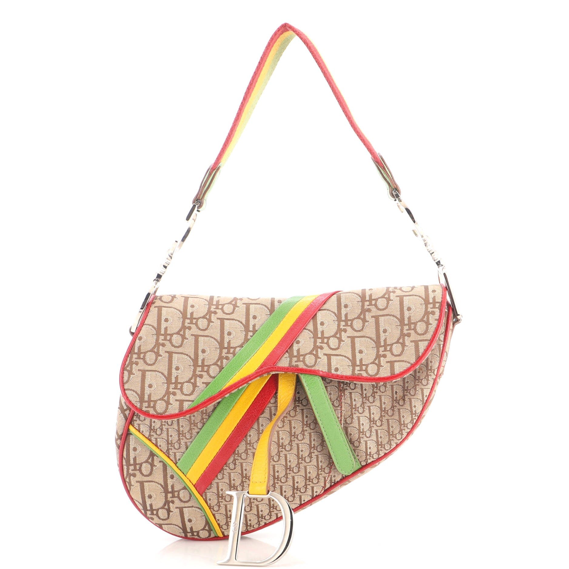 Vintage Rasta Saddle Bag Diorissimo Canvas Medium