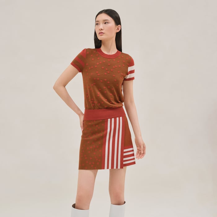 Beige Kaolin "Garde-robe Pop" Short Wrap Skirt