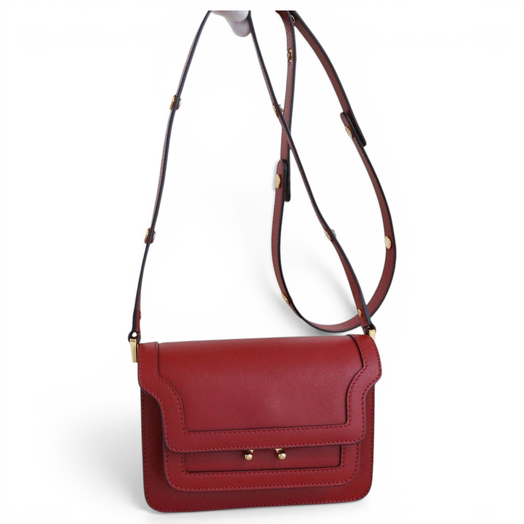 Trunk leather crossbody bag