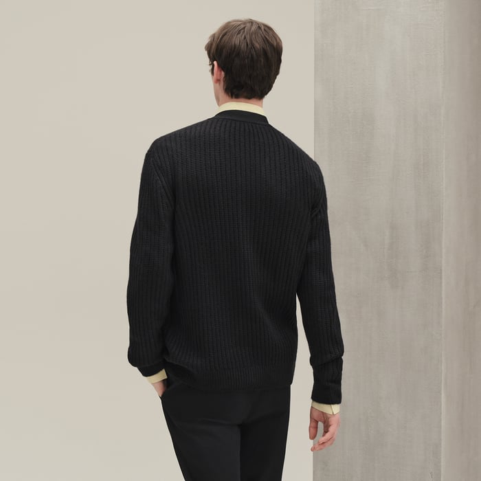 Noir "Soie d'Hiver" Buttoned Cardigan