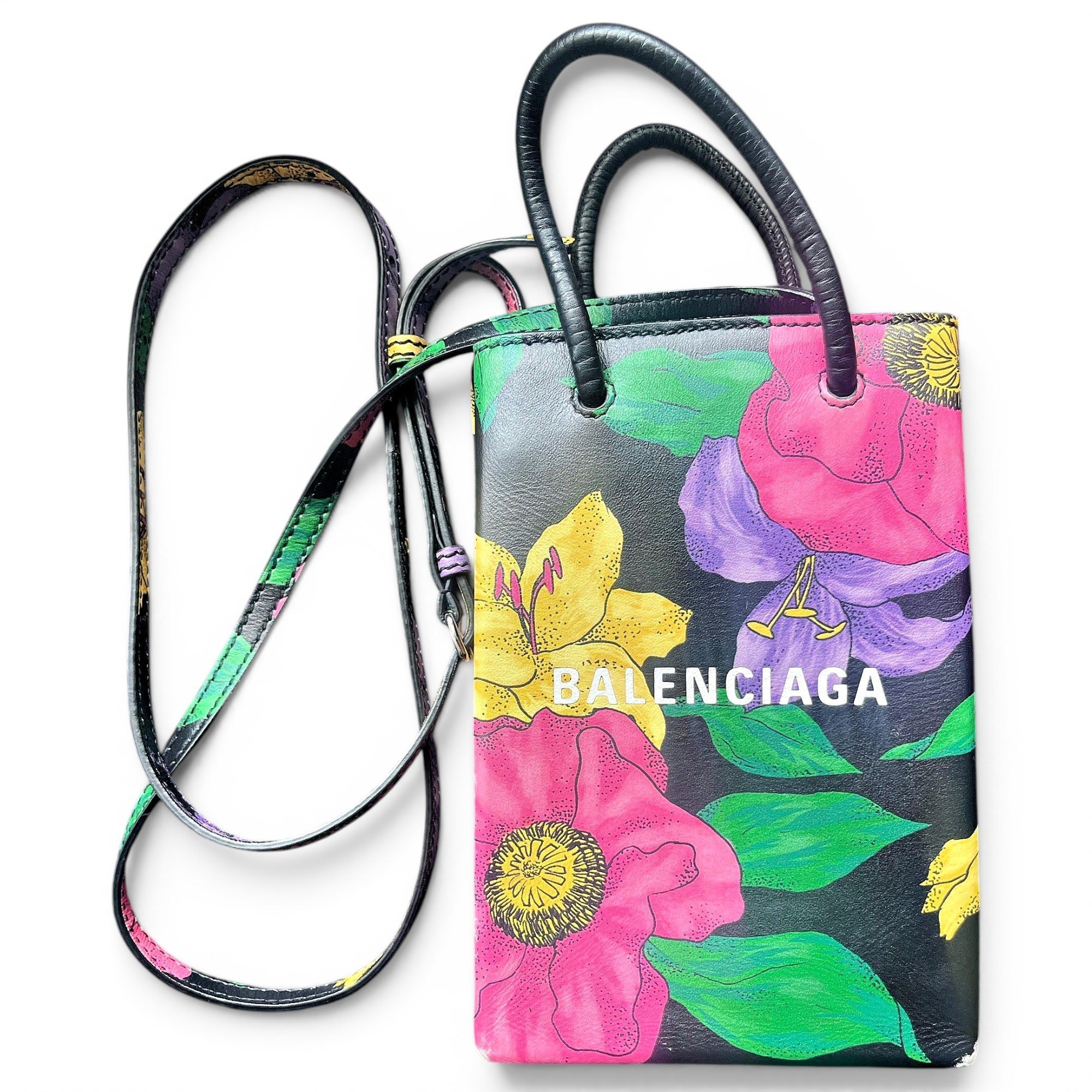 Balenciaga Shopping Phone Holder leather crossbody bag