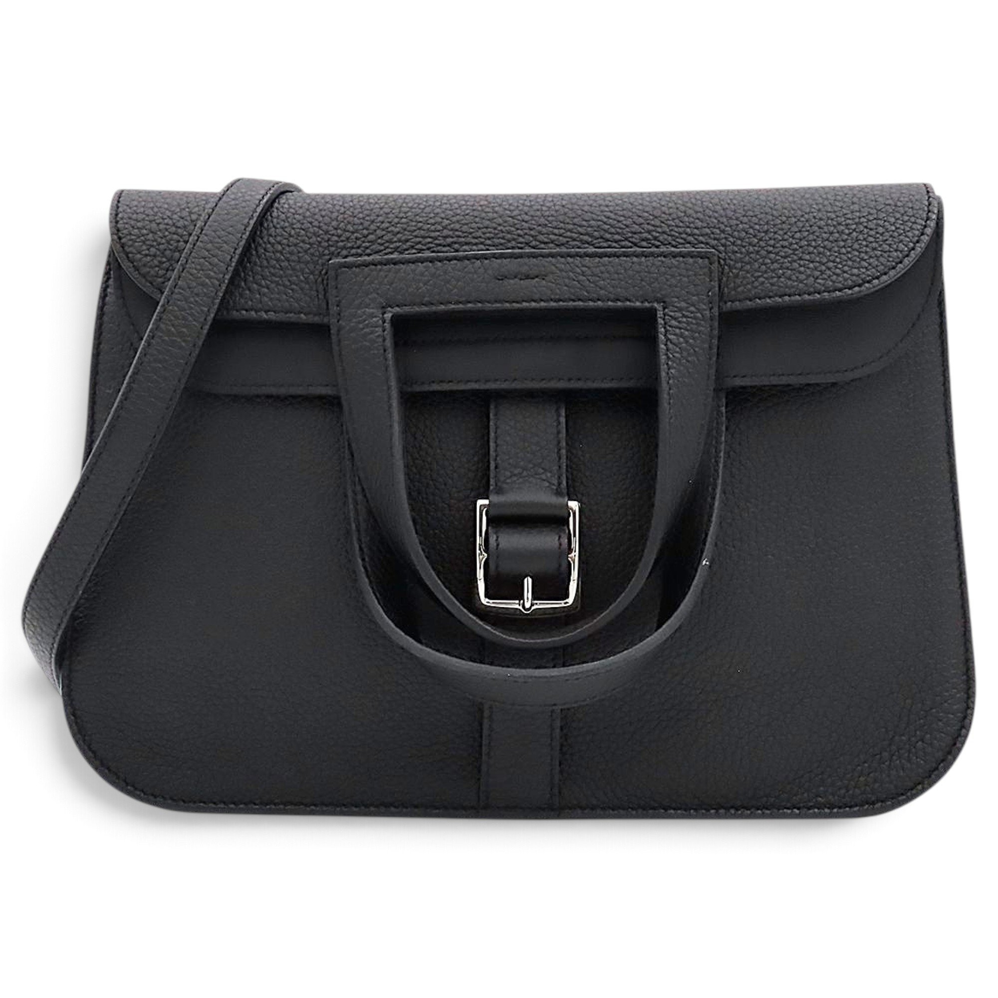 Hermes Halzan 31 Handbag Black Clemence Leather 2022