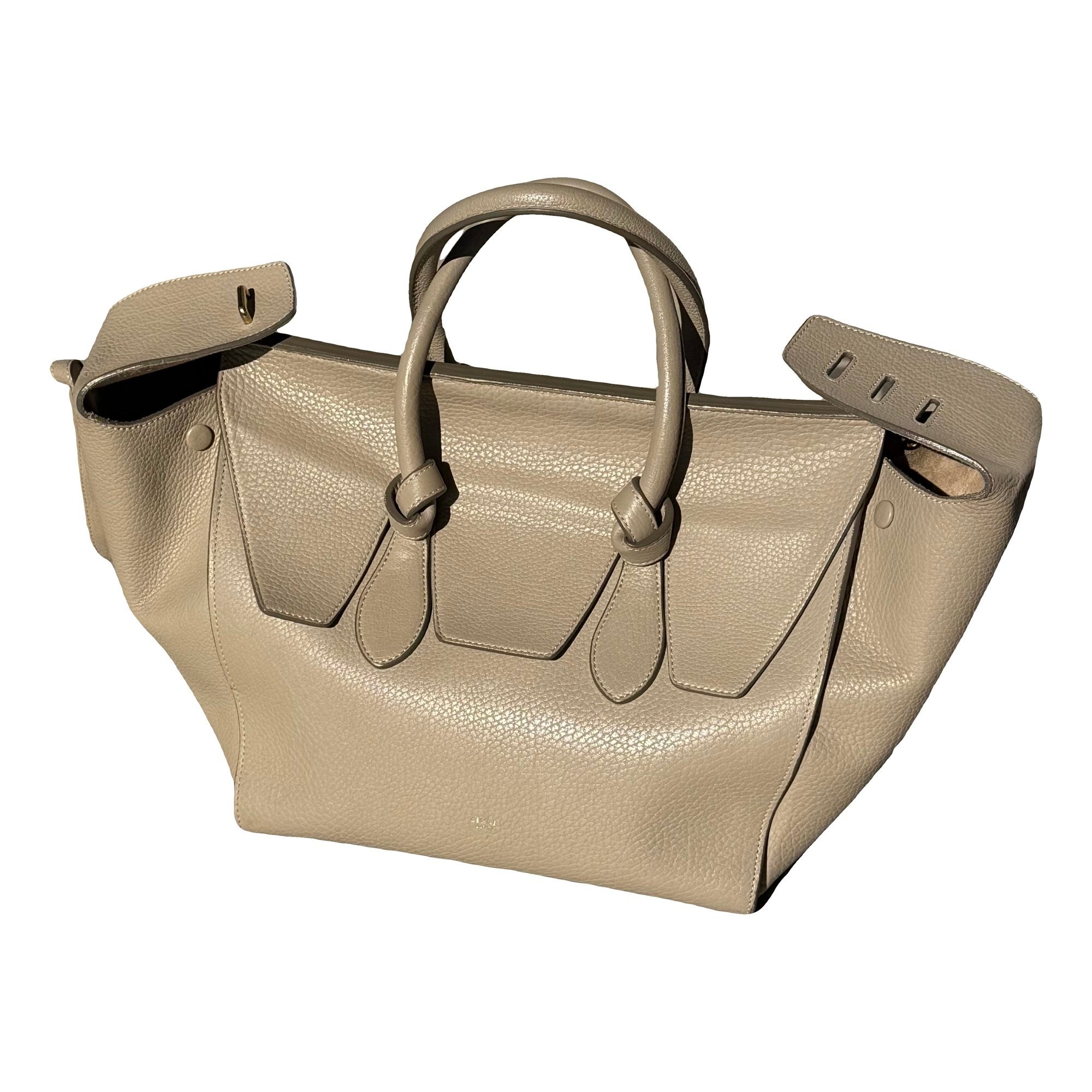 Tie leather handbag