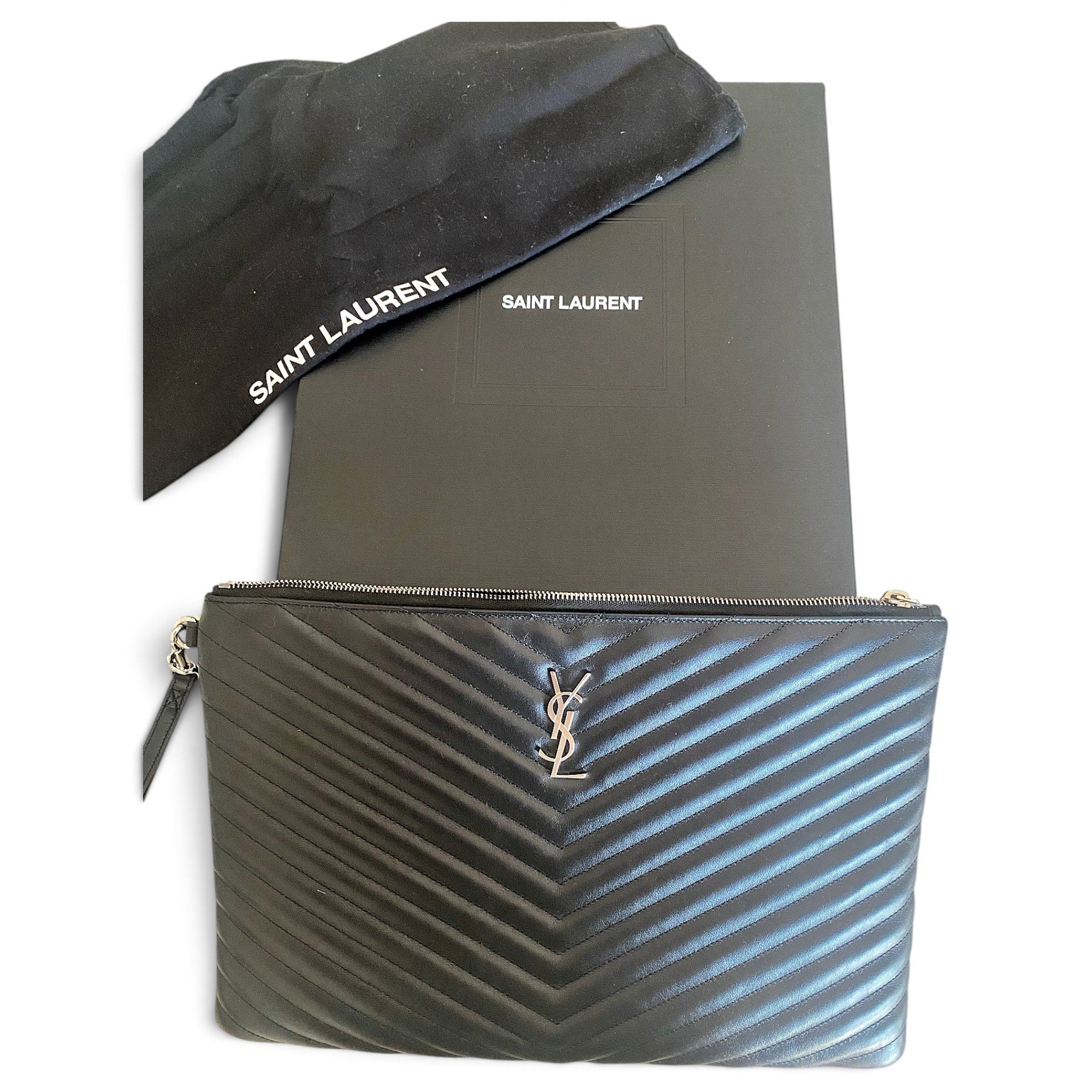 Leather clutch bag