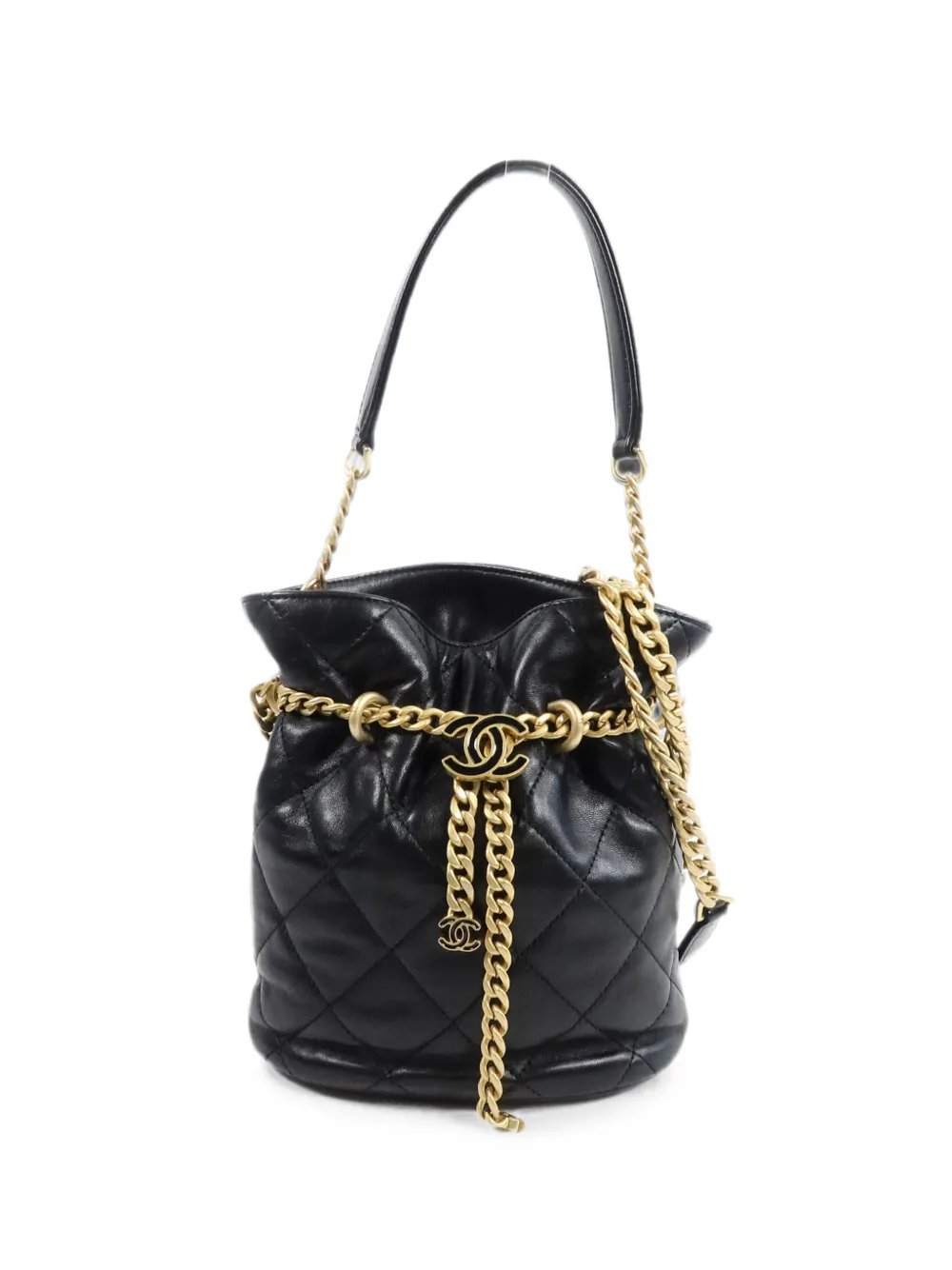 chain-detail bucket bag