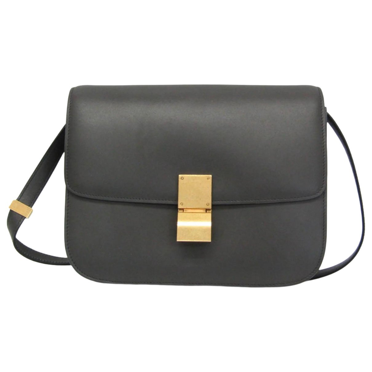 Clasp box leather handbag