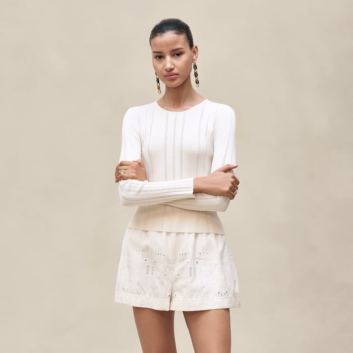 Blanc Céramique "l'Enseigne Du Sellier" Long-sleeve Sweater