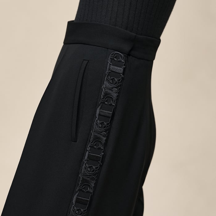Noir Embroidered High-waisted Tuxedo Pants