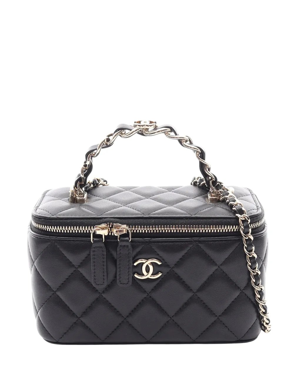 2021-2026 CC Quilted Lambskin Chain Top Handle Vanity Case satchel