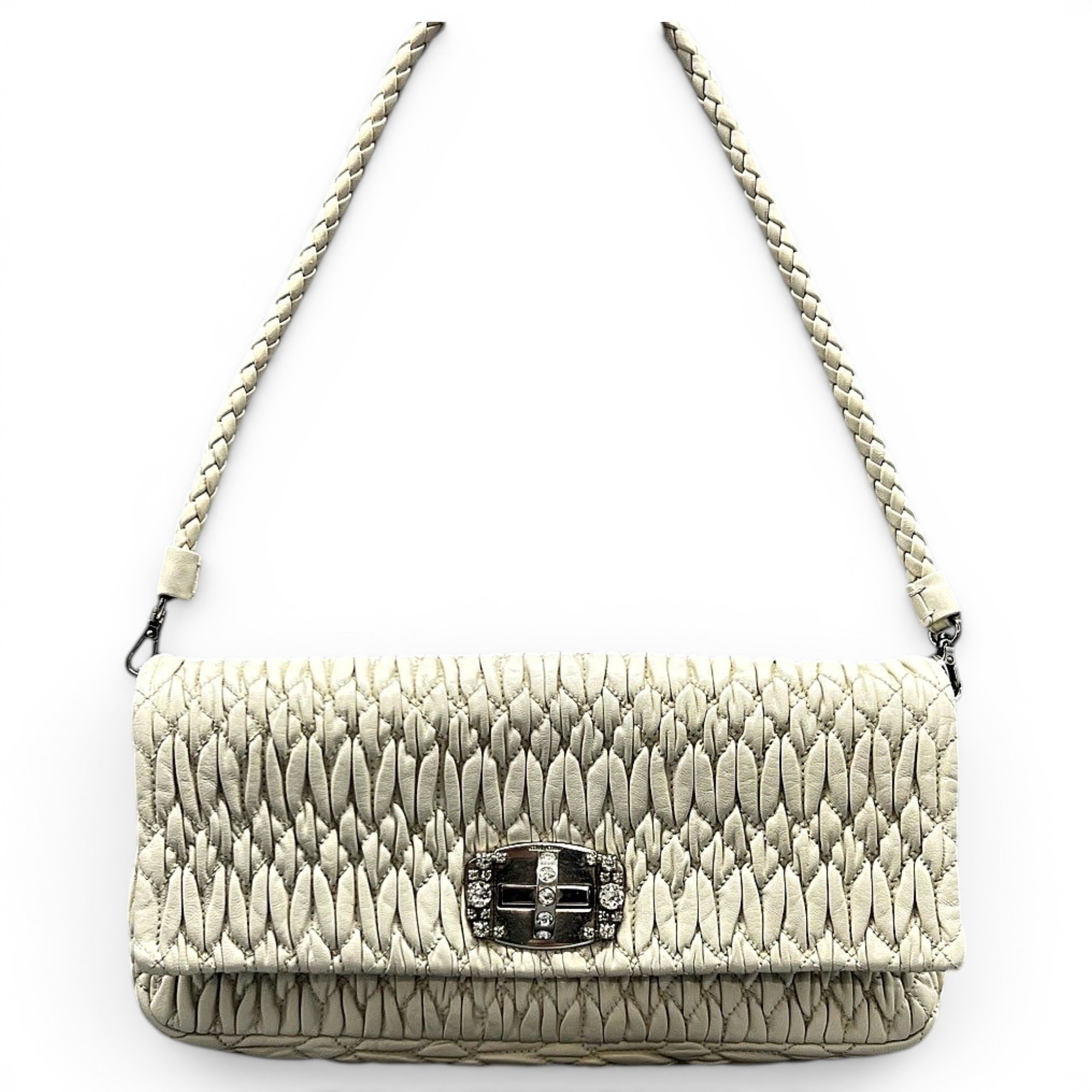 Miu Crystal leather handbag