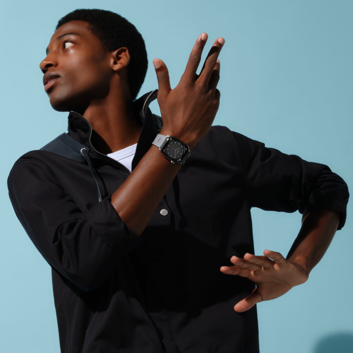 Gris Band Apple Watch Hermès Single Tour 46 mm Deployment Buckle Kilim