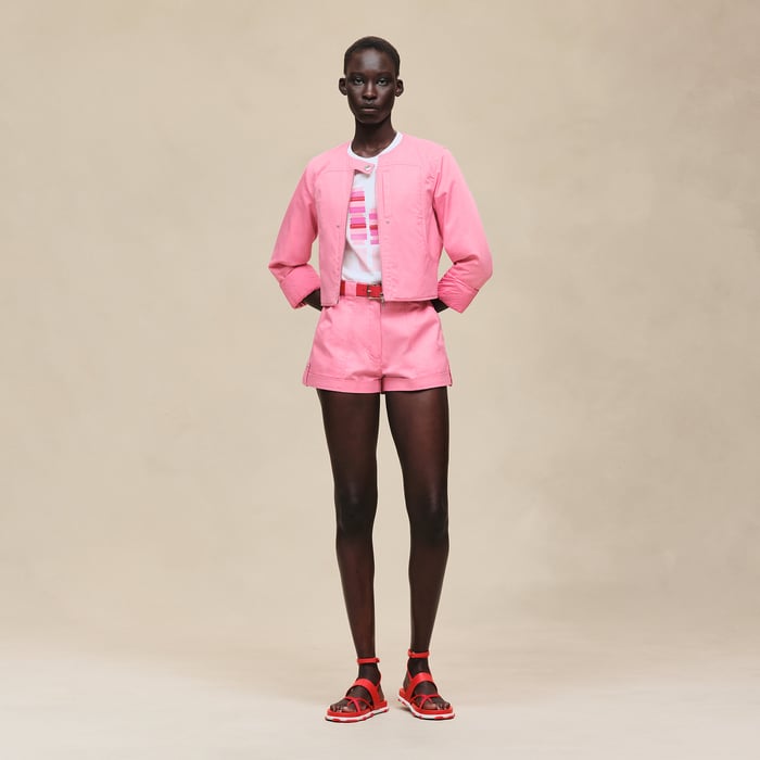 Rose Bonbon Blouson En Twill De Coton