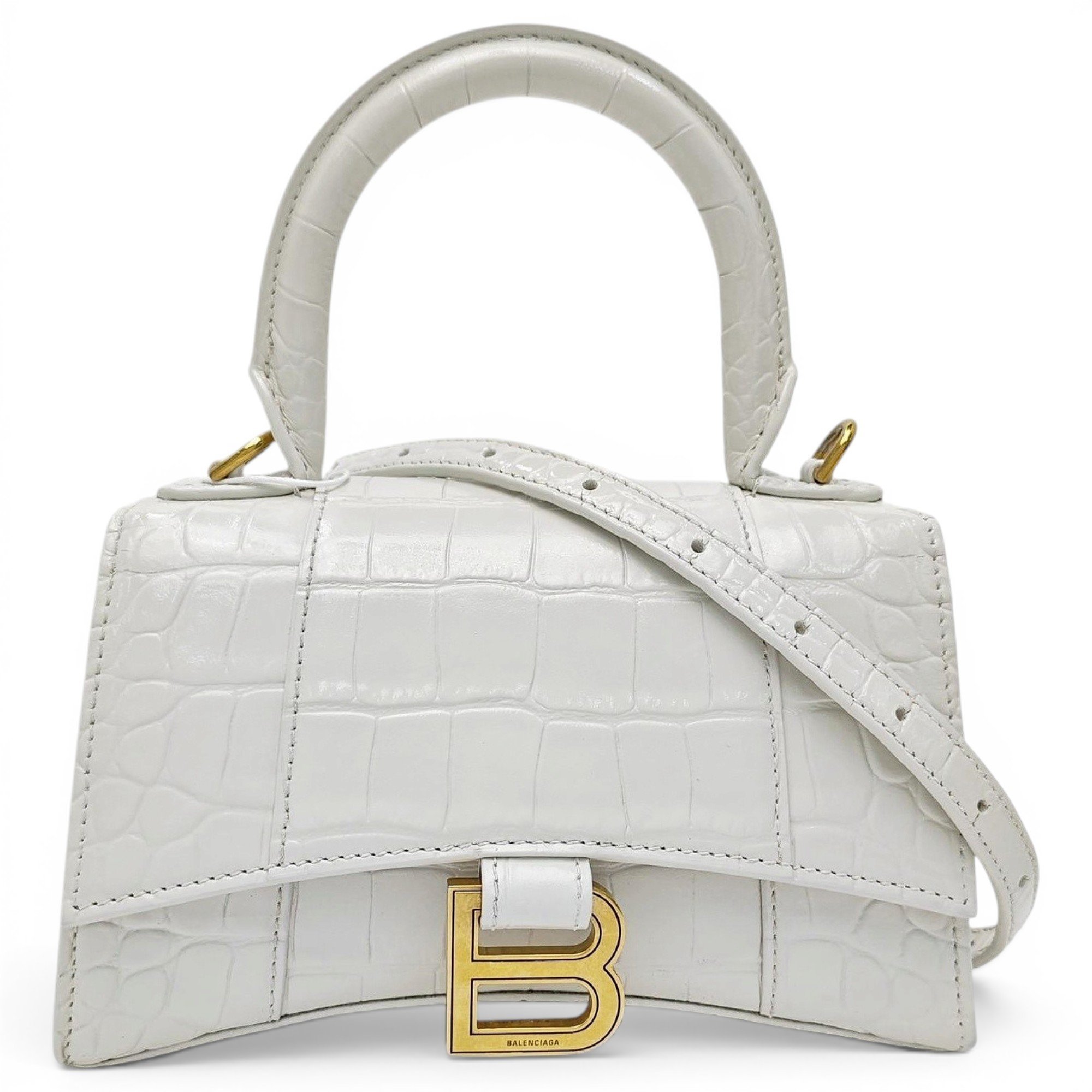 Hourglass leather handbag