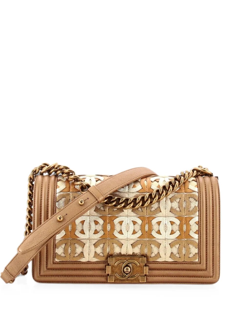 Boy Flap Bag Woven Leather Old Medium shoulder bag
