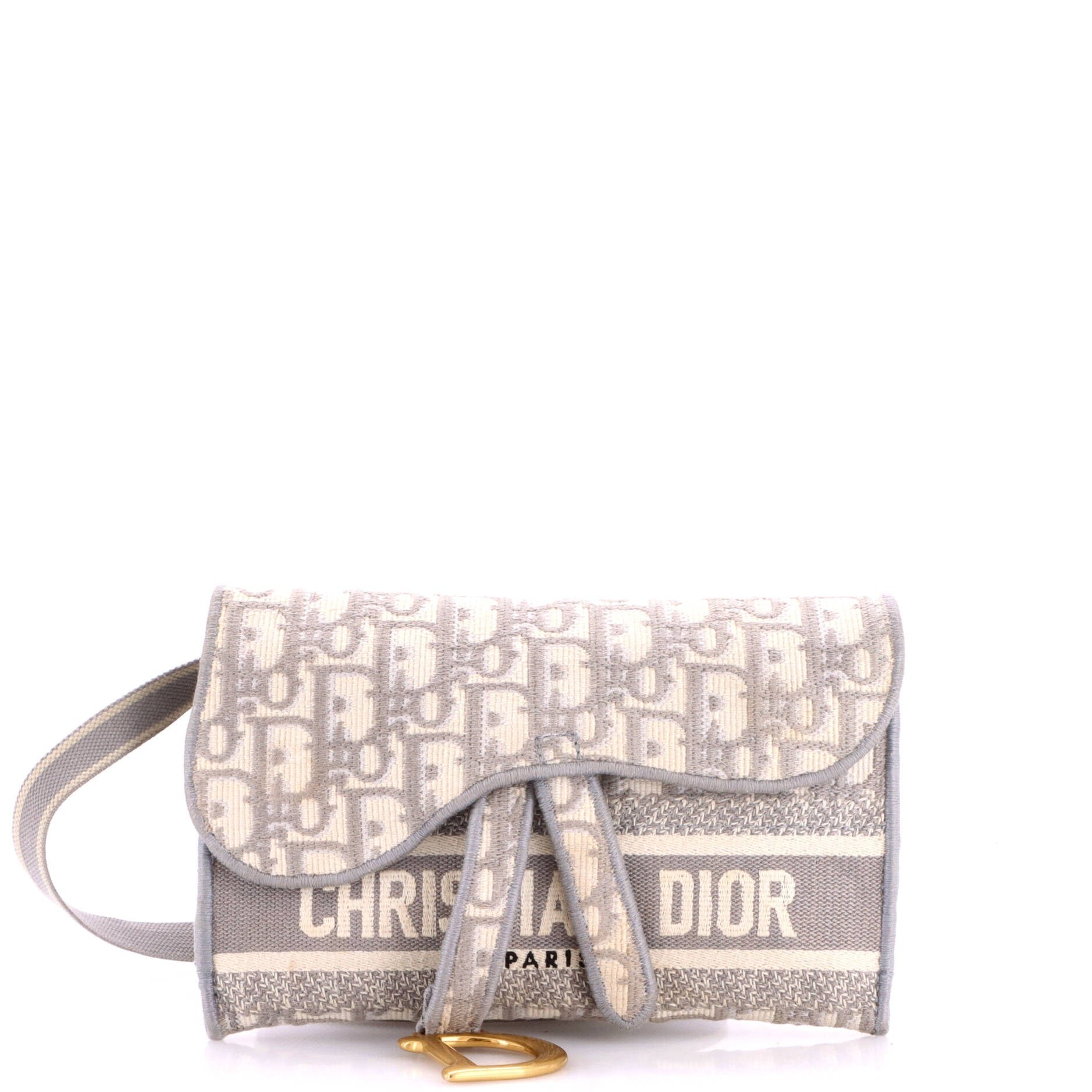 Saddle Slim Belt Pouch Logo Embroidered Oblique Canvas