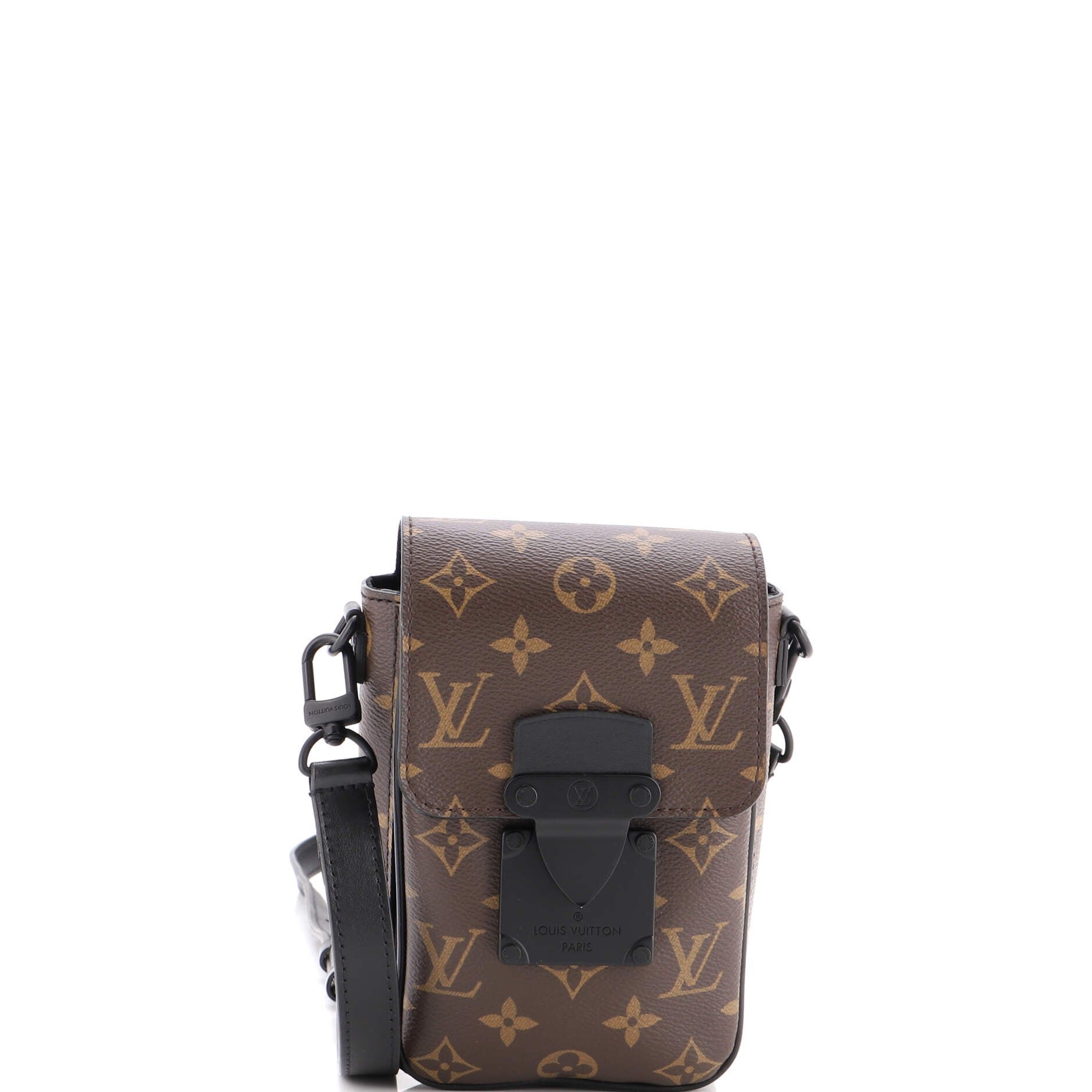 S Lock Vertical Wearable Wallet Macassar Monogram Canvas