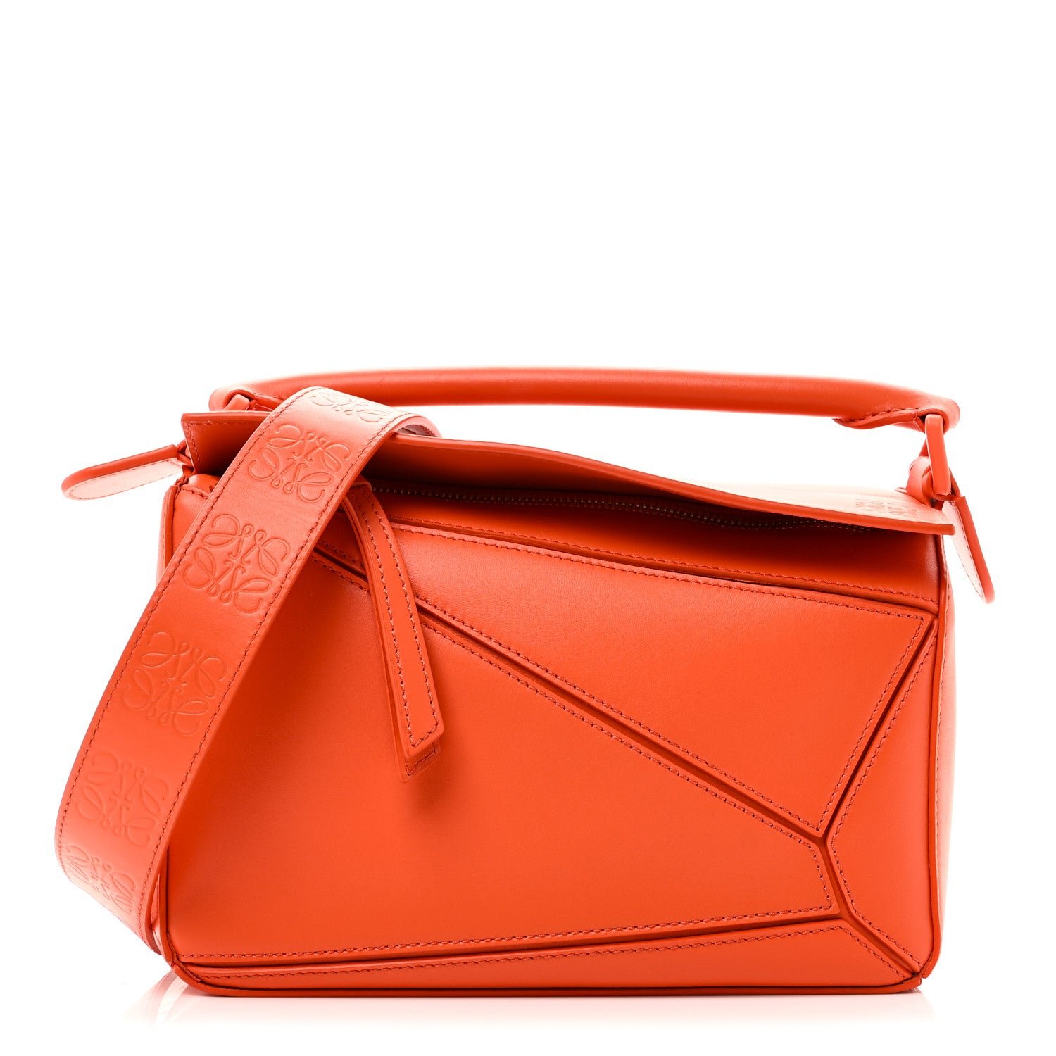 Loewe Satin Calfskin Small Puzzle Bag Orange