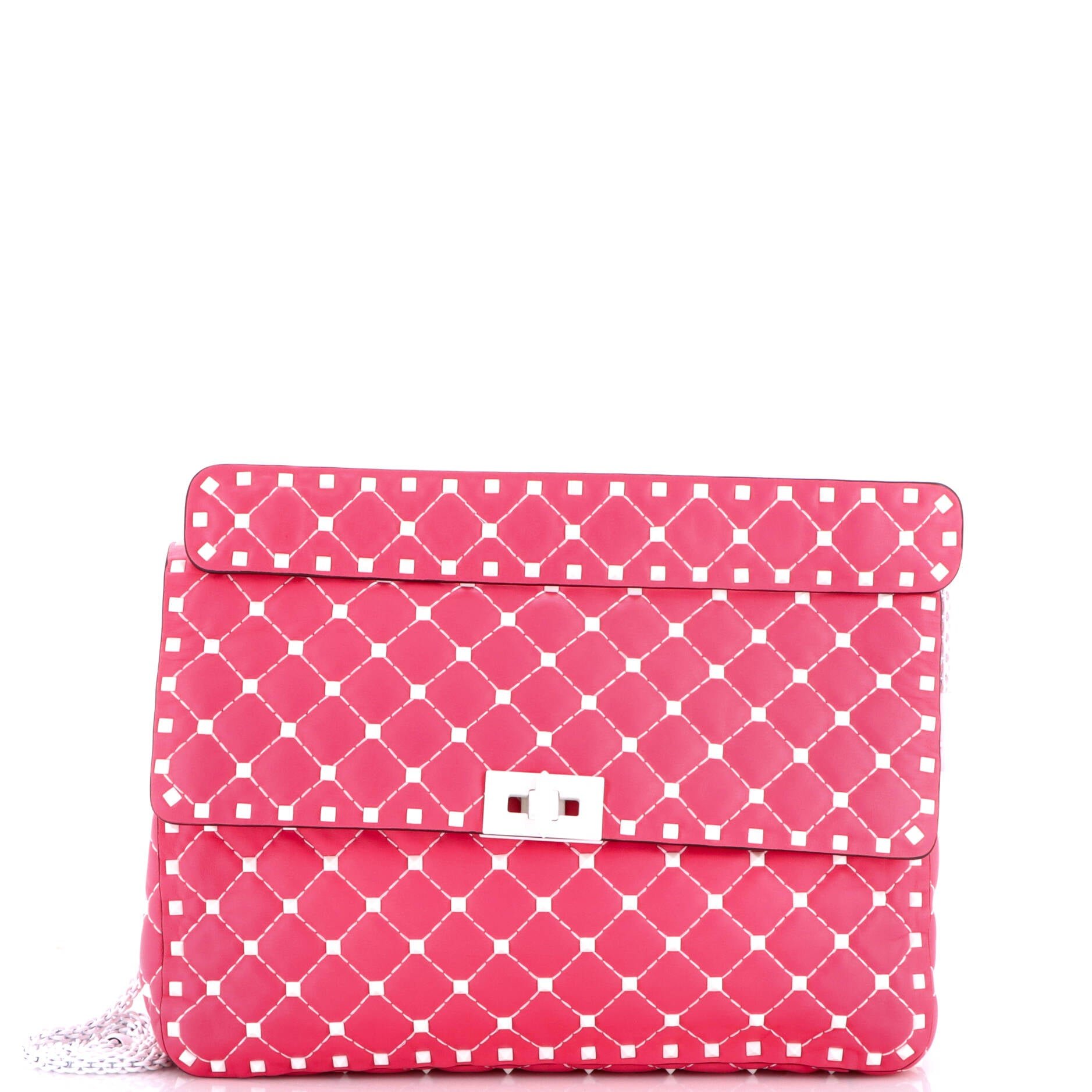 Free Rockstud Spike Flap Bag Quilted Leather Large