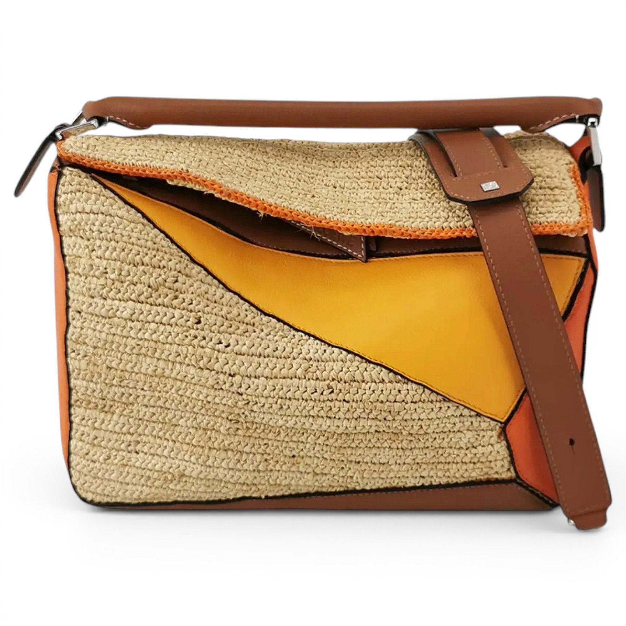 Puzzle leather handbag