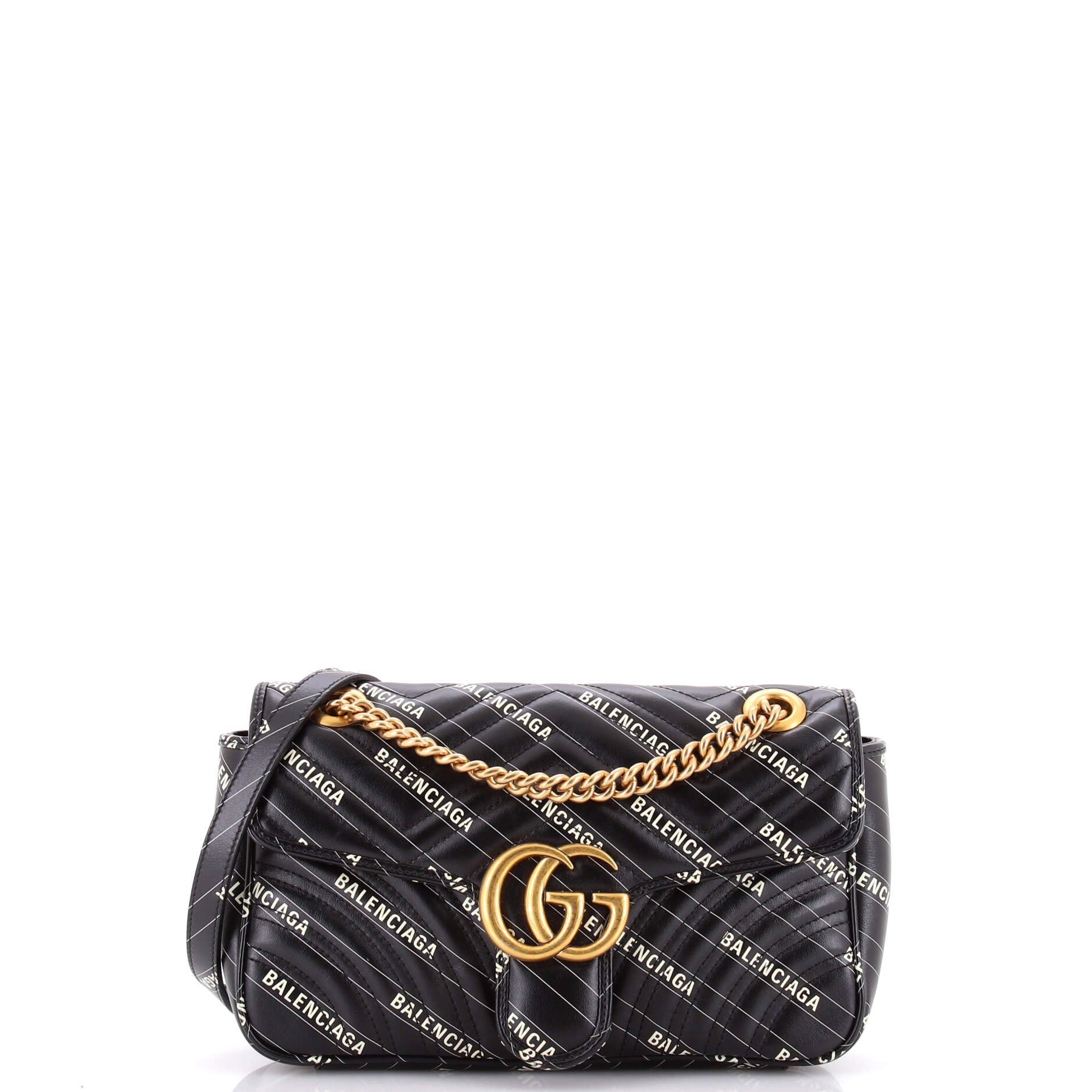 x Balenciaga The Hacker Project GG Marmont Flap Bag Printed Matelasse Leather Small