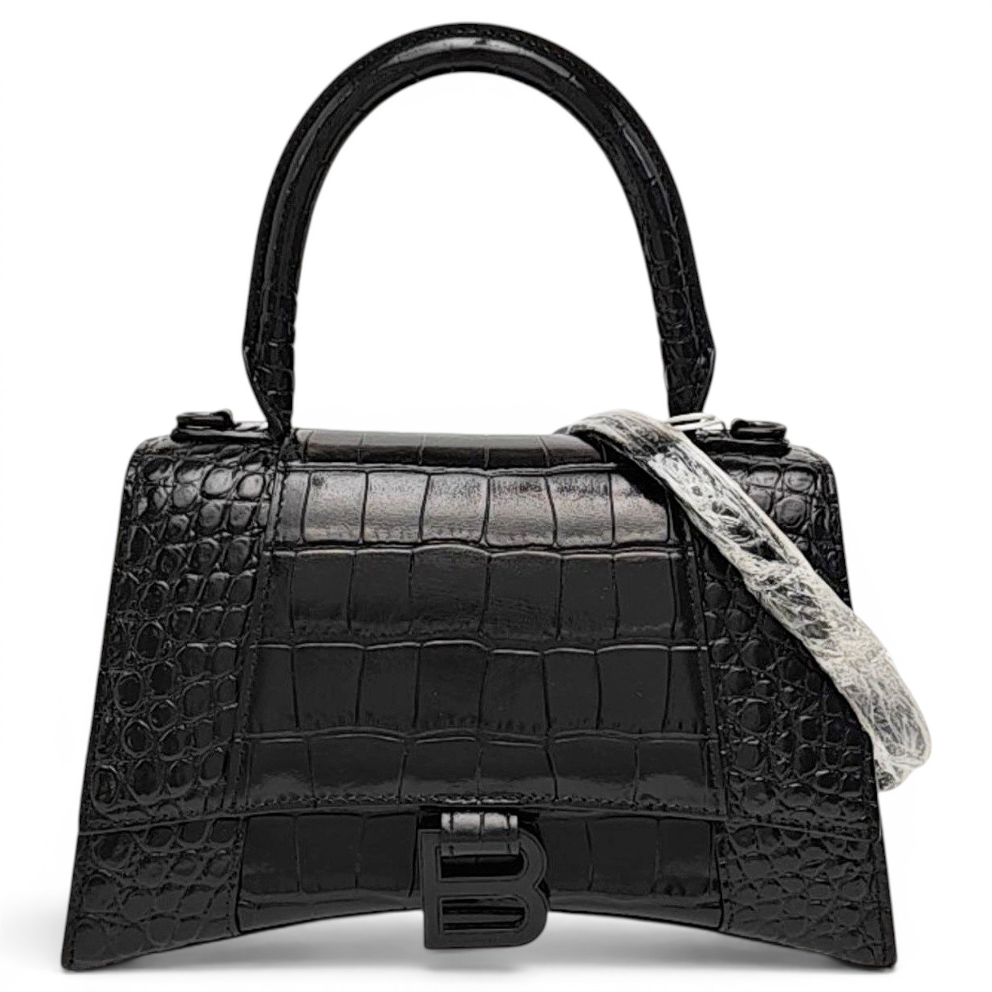 Hourglass leather handbag