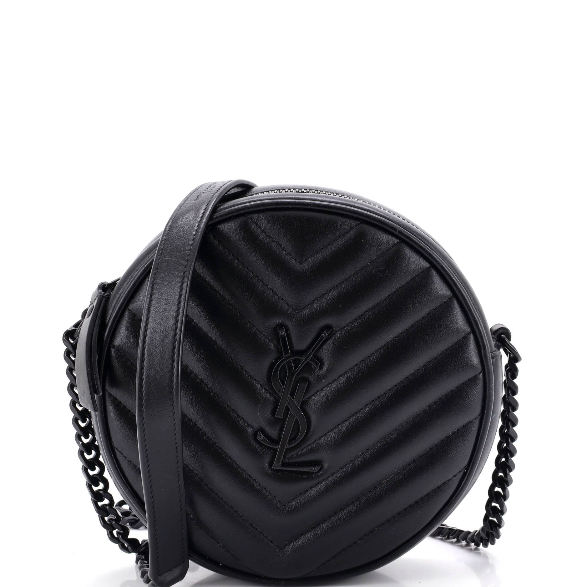 Vinyle Round Camera Bag Matelasse Chevron Leather