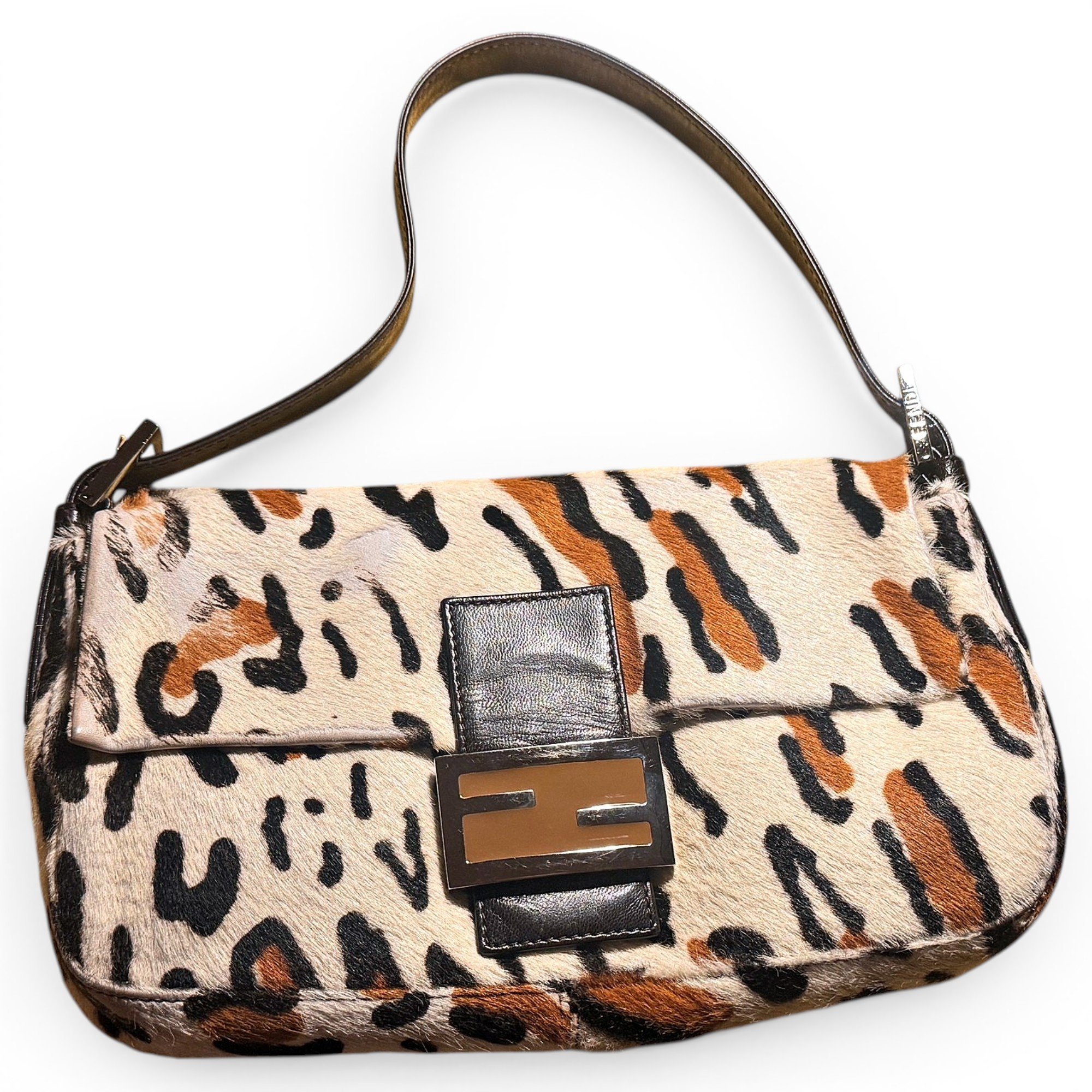 Baguette pony-style calfskin clutch bag