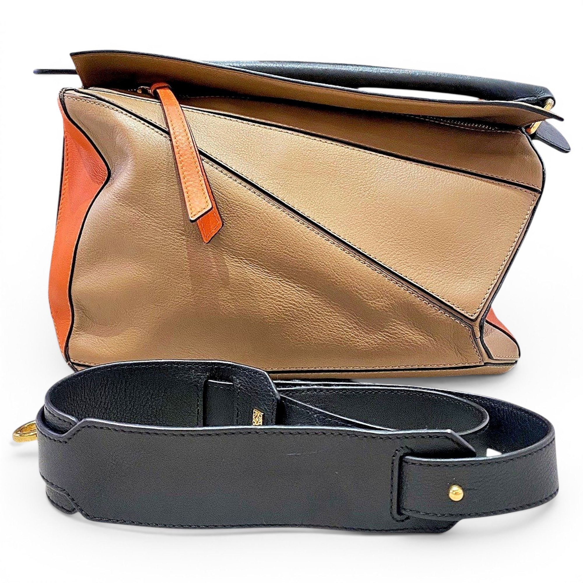 Puzzle leather handbag