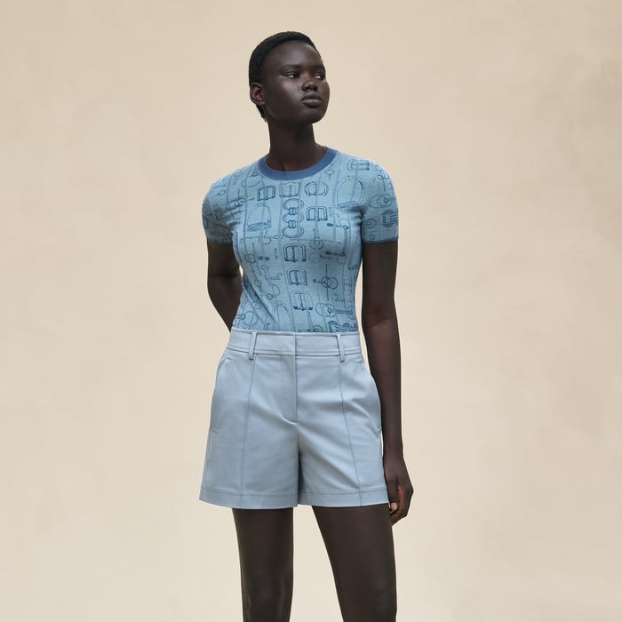 Bleu Adriatique Double Cotton Twill Shorts