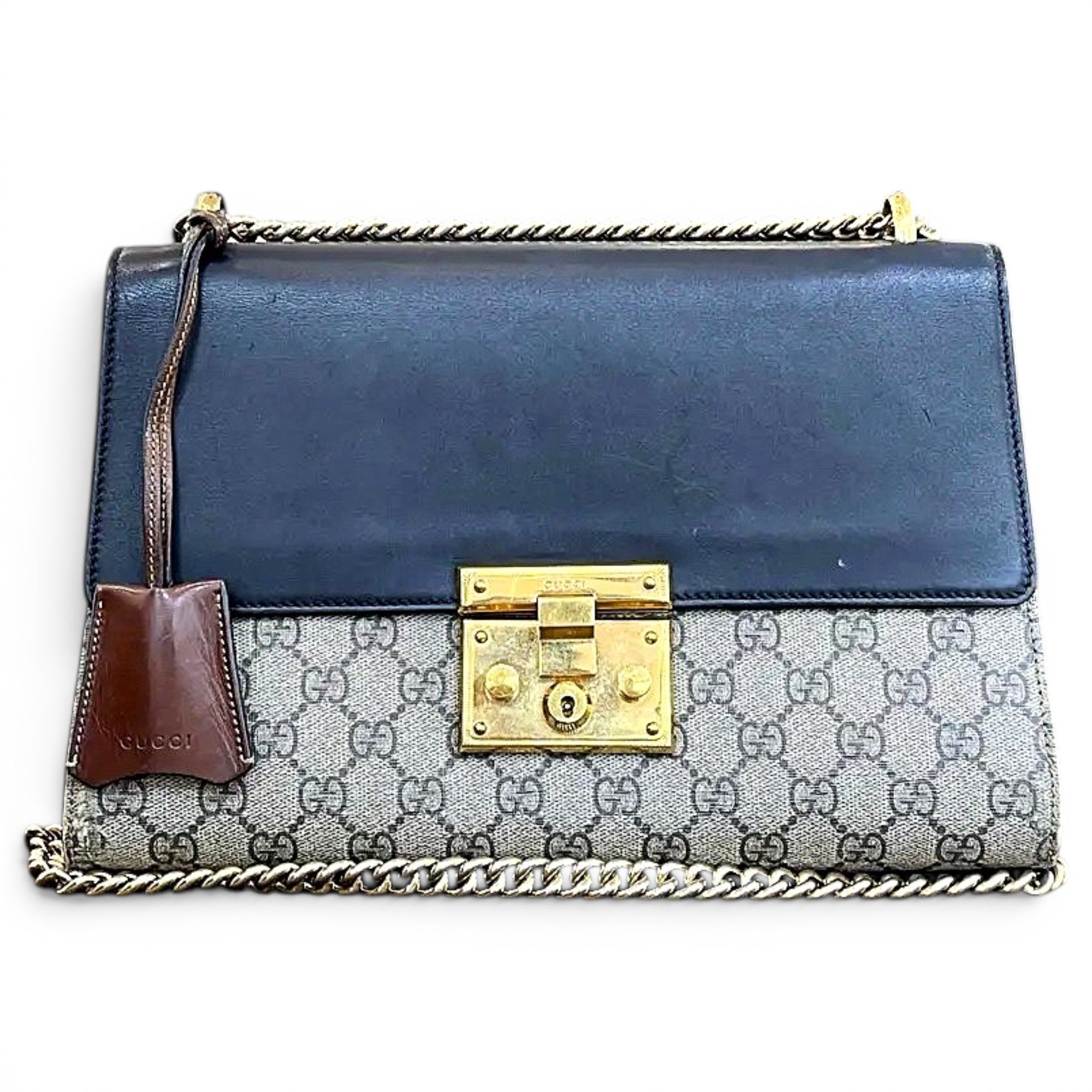 Padlock leather crossbody bag