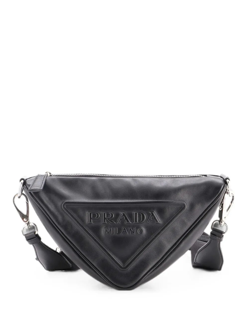 Triangle Logo Zip Leather Small crossbody bag