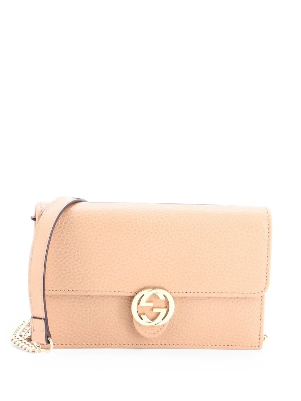 Interlocking Wallet on Chain Leather crossbody bag