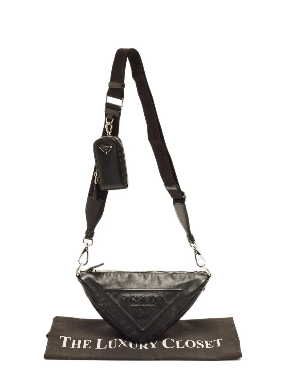 Triangle embossed shoulder bag