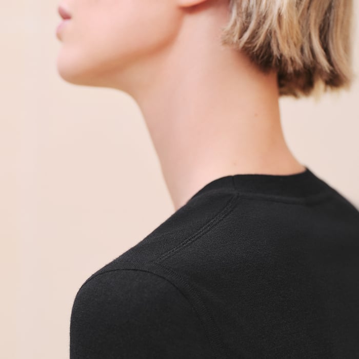 Noir "H En Biais" Detail" Short-sleeve Sweater