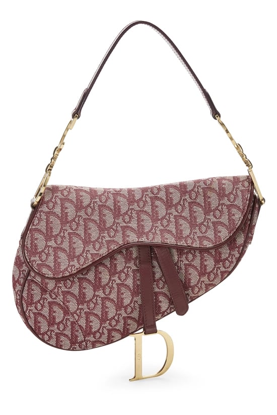 Dior Burgundy Trotter Canvas Saddle Bag
