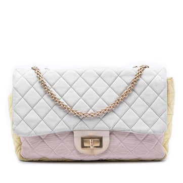 Satin Tricolor Quilted Grosgrain Satin Reissue 2.55 Single Flap