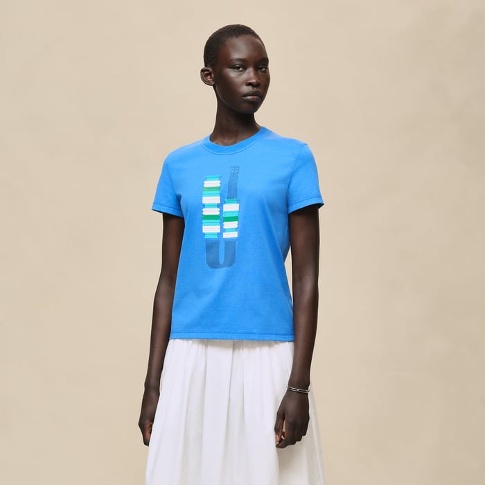 Bleu Cobalt T-shirt Droit Cartouche