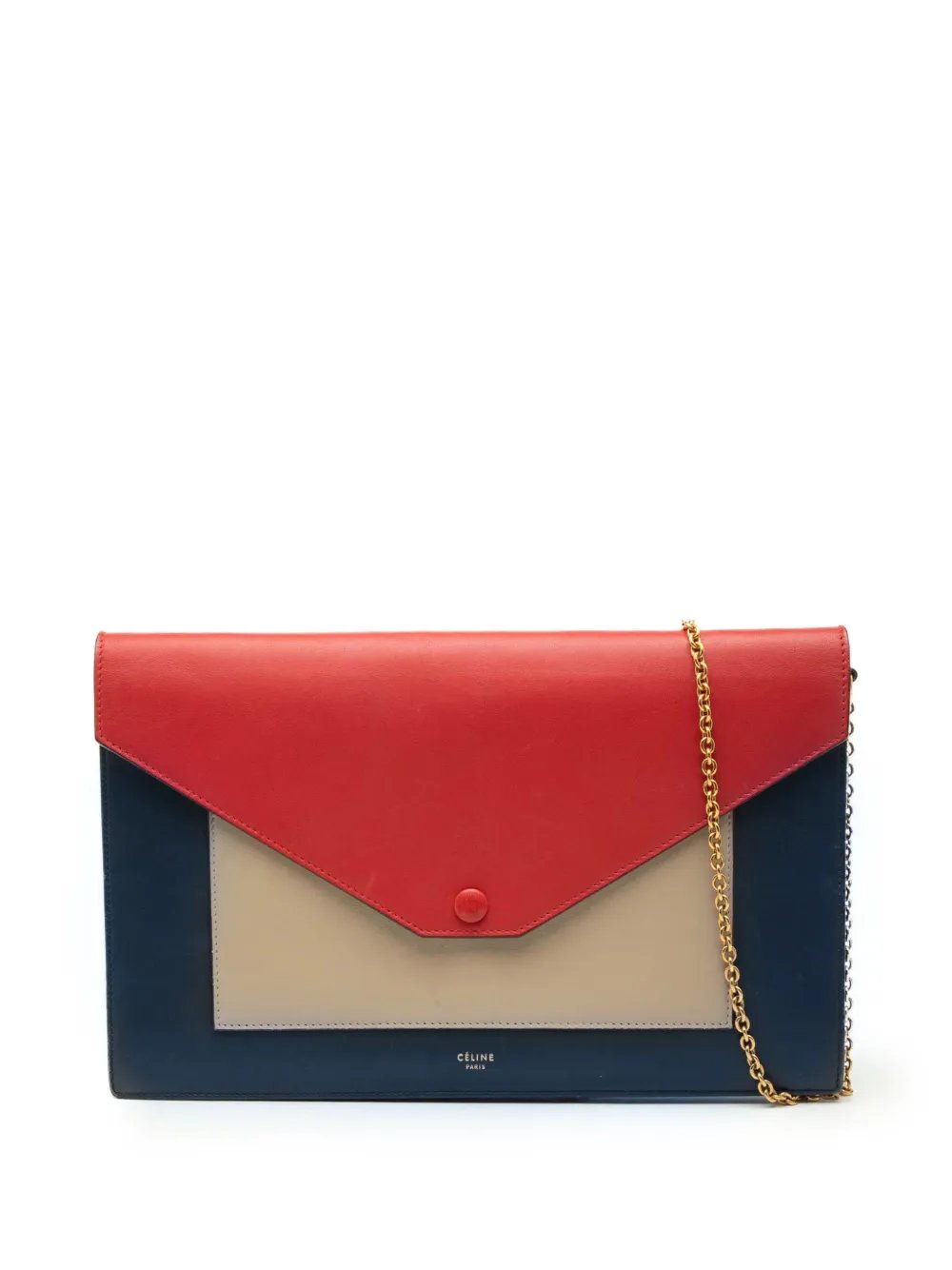 2015 Large Tricolor Leather Pocket Envelope Flap on Chain crossbody bag