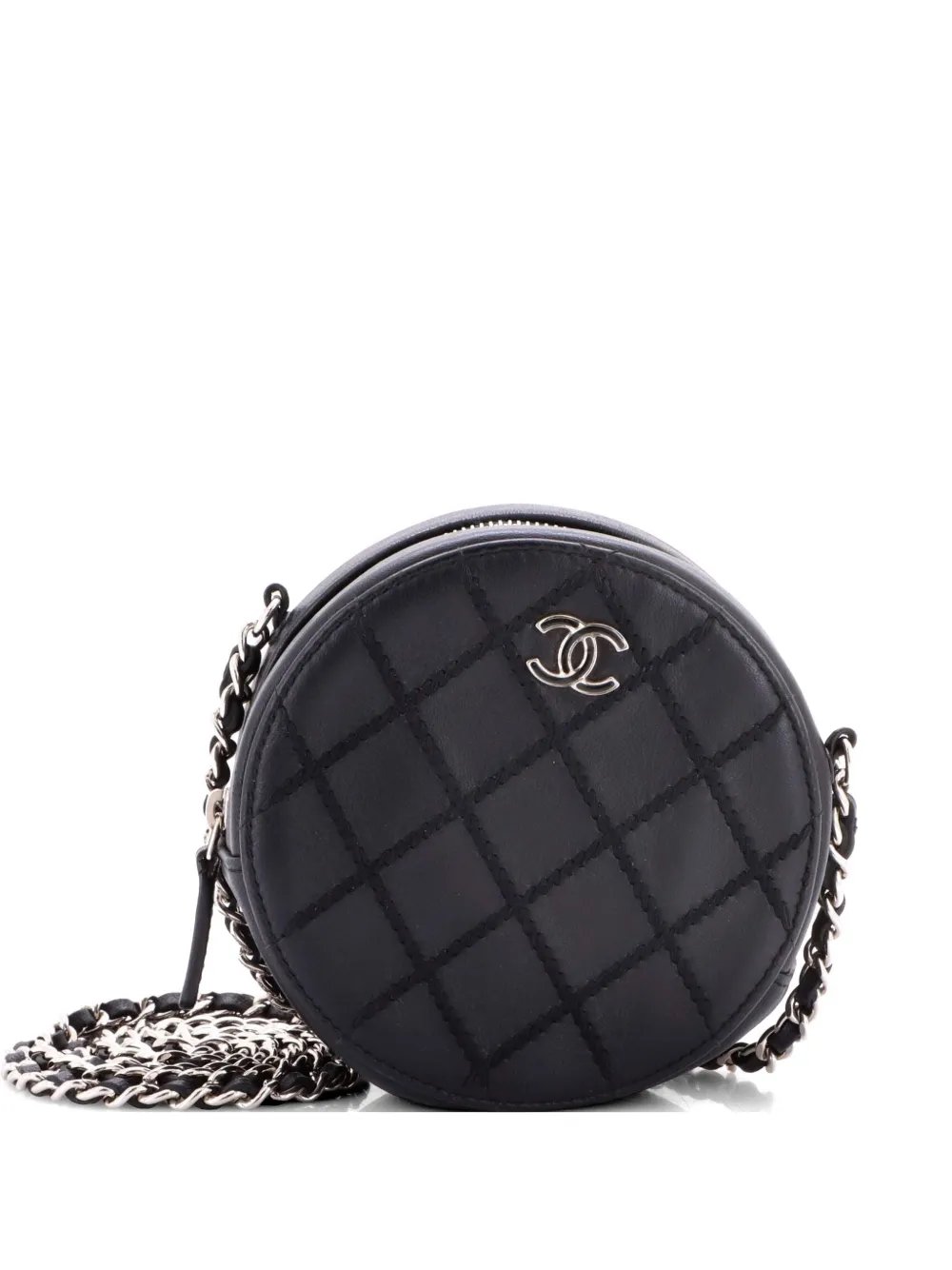Round Clutch with Chain Stitched Lambskin Mini crossbody bag