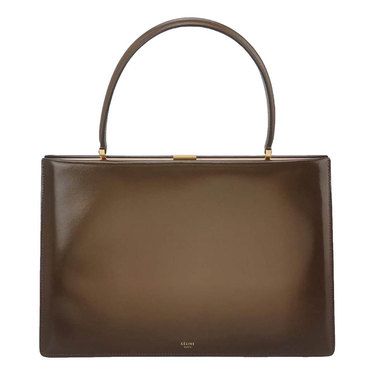 Clasp leather handbag